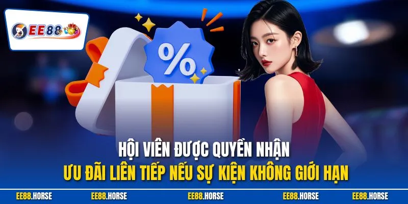 Hội viên được quyền nhận ưu đãi liên tiếp nếu sự kiện không giới hạn